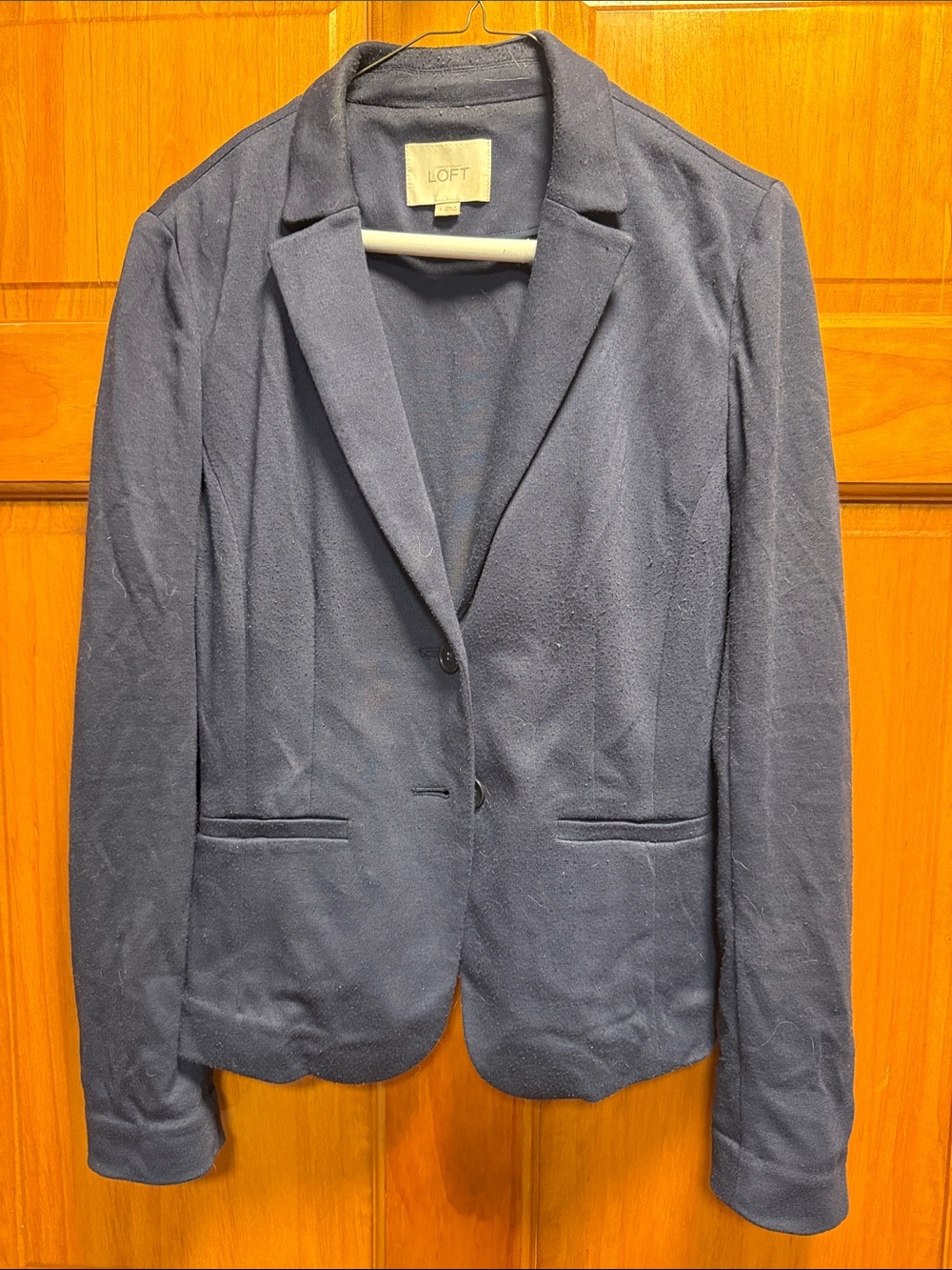 LOFT Navy Tailored Double-Button Blazer